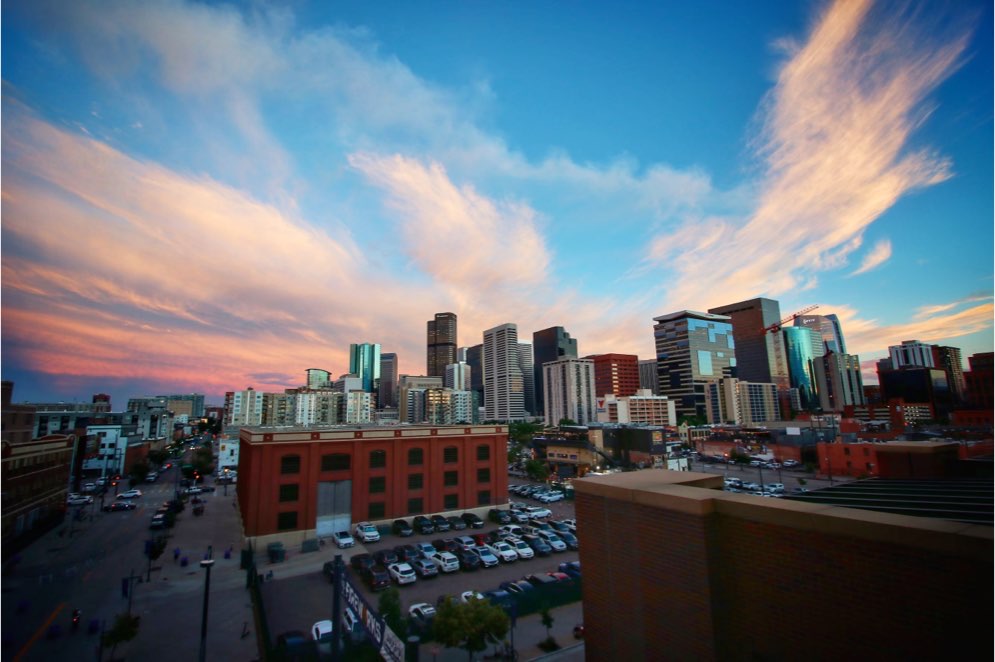 blue sky and city scape of denver colorado